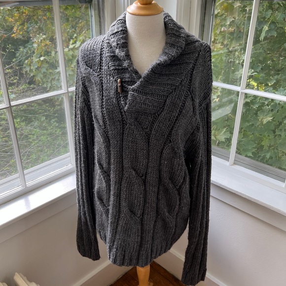 H&M mens cozy chunky cable shawl neck sweater - Picture 2 of 9